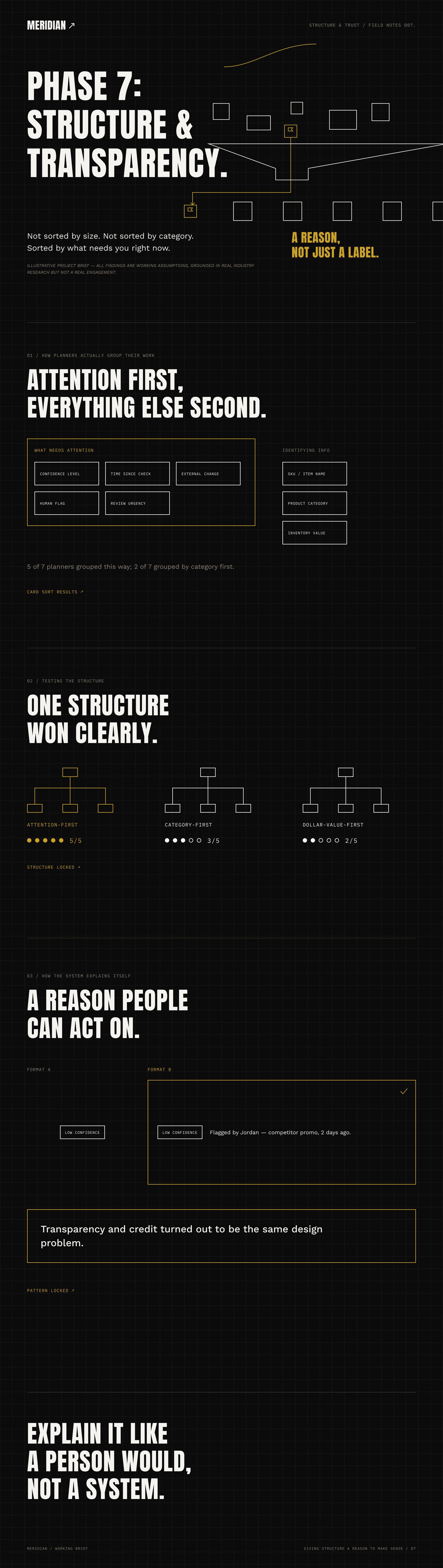 Meridian Phase 7: Information Architecture & Agent Transparency Patterns